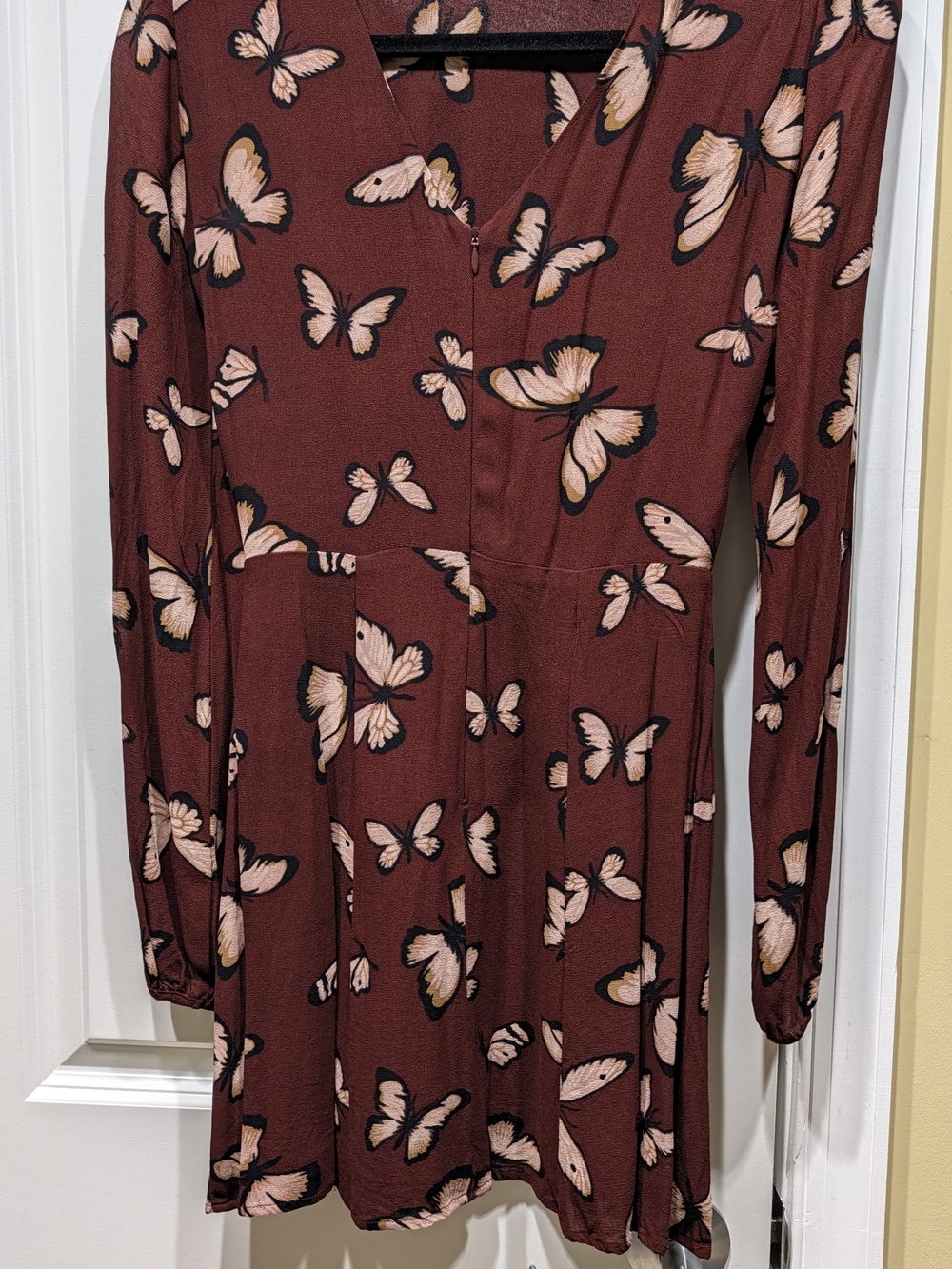 Reformation Maroon Mini Skirt with Pink Butterfly Print - Picture 2 of 4